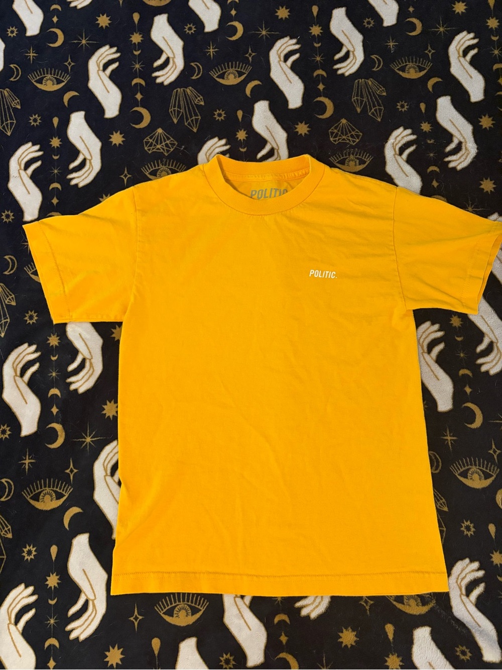 Men's Yellow Politic Skate Crew Neck Tee